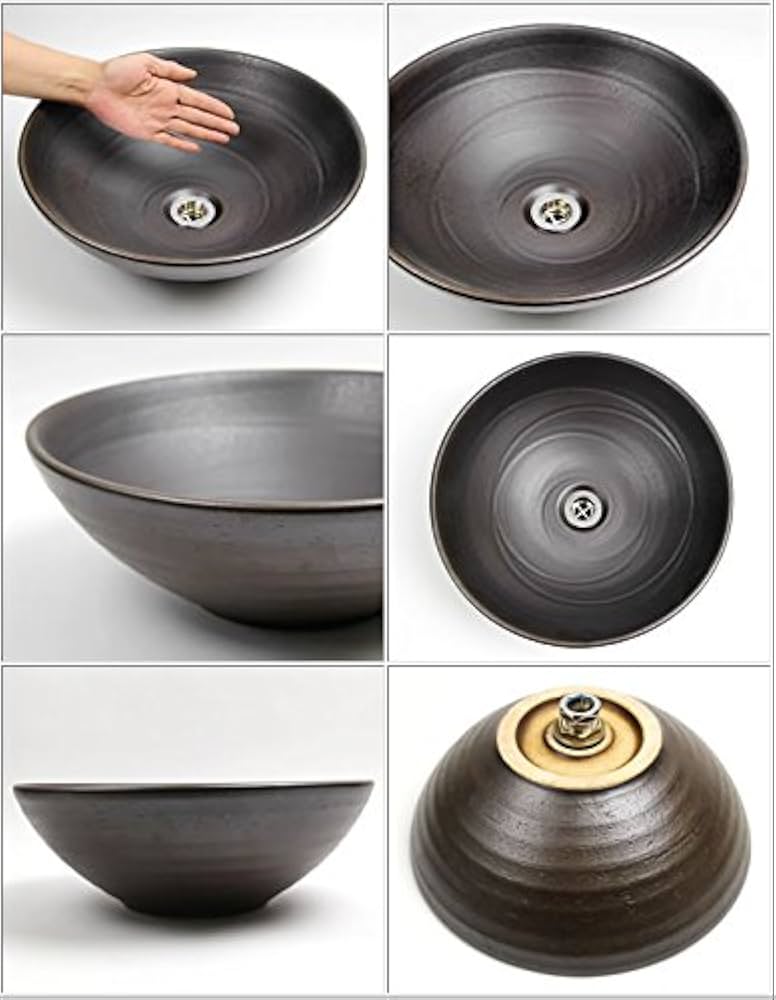 こ*う様 新品★信楽焼★手洗鉢★洗面ボウル★洗面鉢★陶器★約25.5㎝★黒 信楽焼 手洗い鉢 洗面ボウル 手洗器 洗面ボール 手洗鉢 陶器